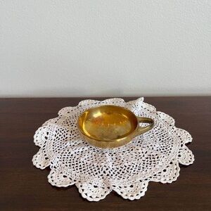 Brass Serving Dish with Handle - Gold Accent